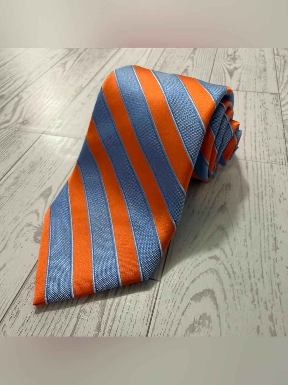 Jones New York Signature, Blue and Orange Striped Neck Tie, Summer Tie, Vibrant